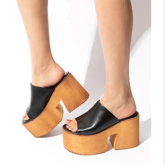 Black chunky heel platform mule - Picture 2 of 2